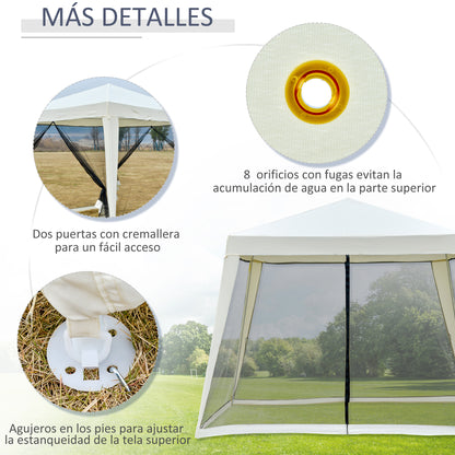 Carpa De Jardín Con 4 Partes Laterales Outsunny 3x3x2,45 M Crema_5