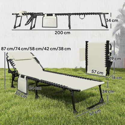 Outsunny Set De 2 Tumbonas Plegables Reclinables Con Reposacabezas Y Bolsillo_2