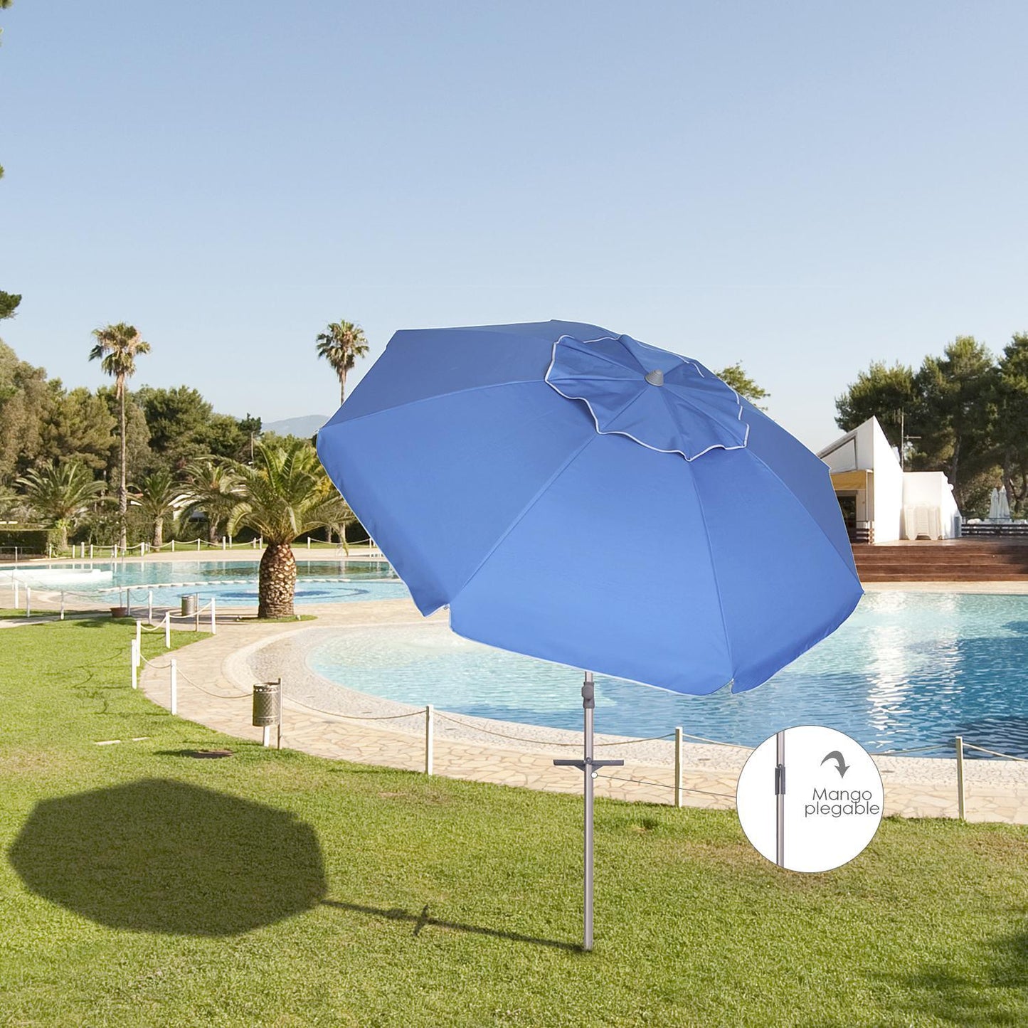 Sombrilla Playa Aluminio Extra Grande Ø 220 Cm. Con Protección Uv, Cuspide Anti Viento, Mastil Aluminio Con Mango Y Espiral_3