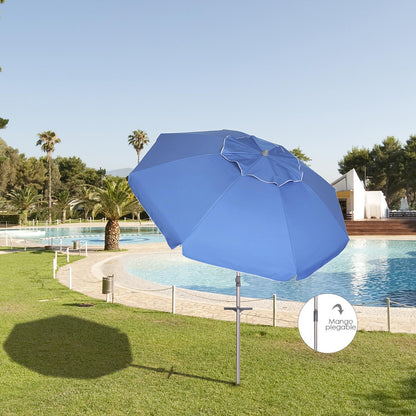 Sombrilla Playa Aluminio Extra Grande Ø 220 Cm. Con Protección Uv, Cuspide Anti Viento, Mastil Aluminio Con Mango Y Espiral_3