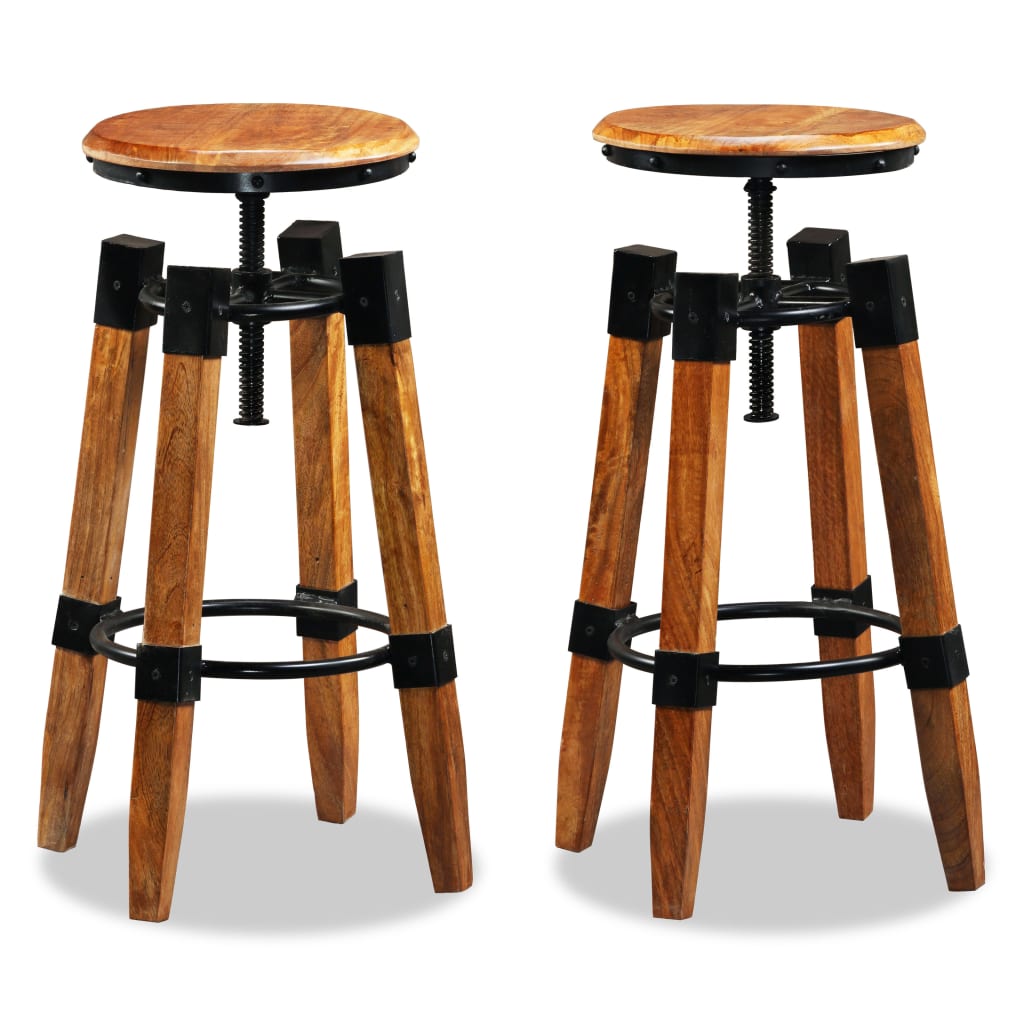 Taburetes De Cocina 2 Unidades Madera Maciza De Mango_3