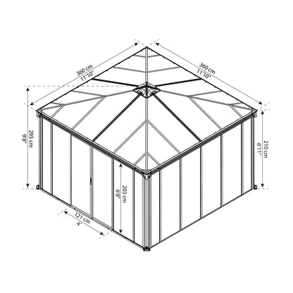 Cenador Gazebo cerrado Ledro 360x360 cm
