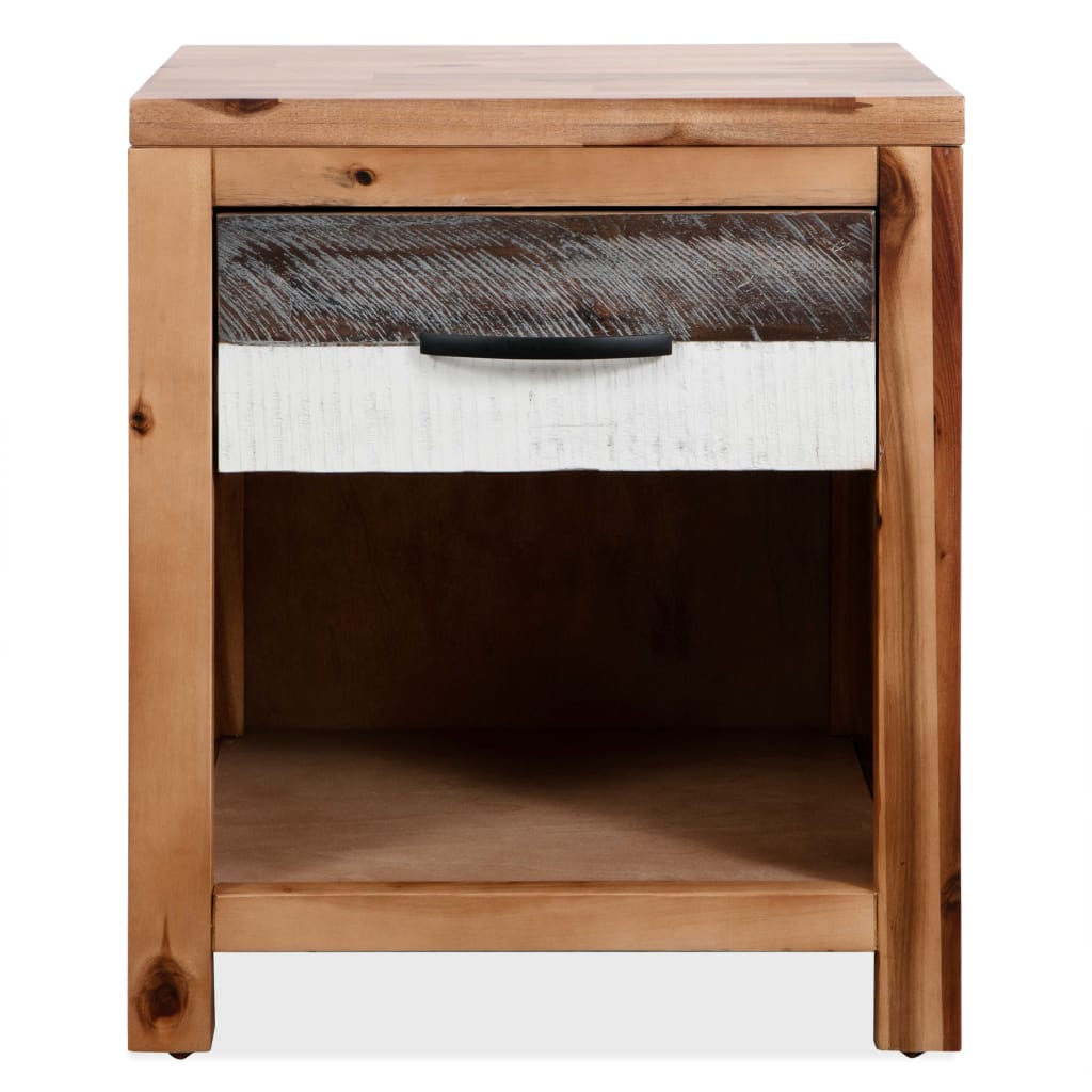 Mesita De Noche De Madera Maciza De Acacia 40x30x48 Cm_0