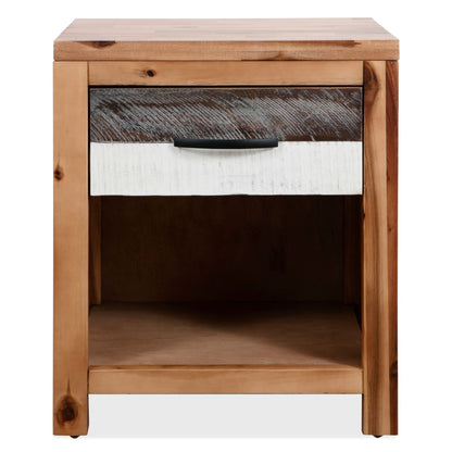 Mesita De Noche De Madera Maciza De Acacia 40x30x48 Cm_0