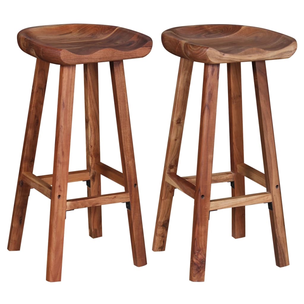 Taburetes De Barra De Cocina 2 Unidades Madera Maciza De Acacia_2