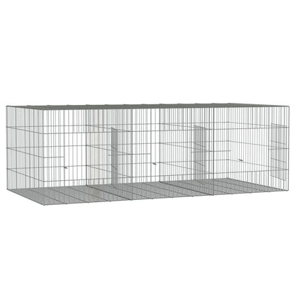 Vidaxl Jaula Para Conejos 3 Paneles Hierro Galvanizado 163x79x54 Cm_3