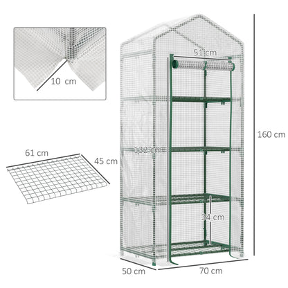 Outsunny Invernadero Jardín Con 4 Estantes Cubierta De Pe Cultivo Plantas Blanco_2