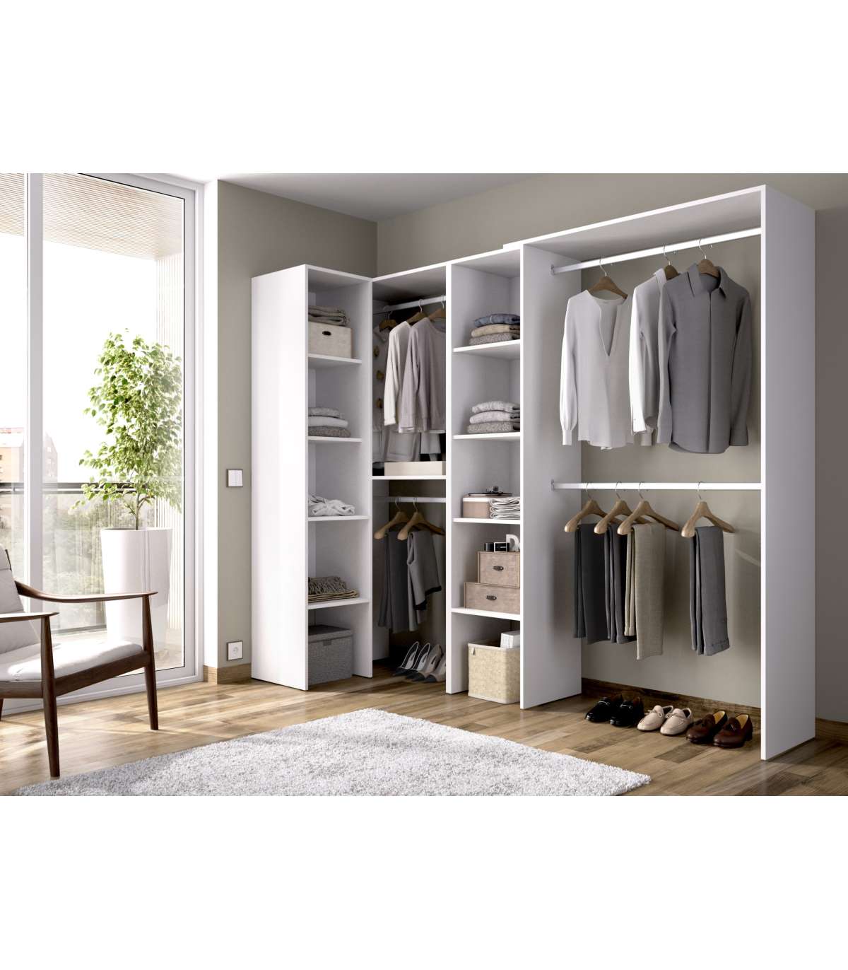 Vestidor De Rincón Luz 2 Color Blanco 228cm (ancho) 79.4 Cm (fondo) 187 Cm (alto)_5