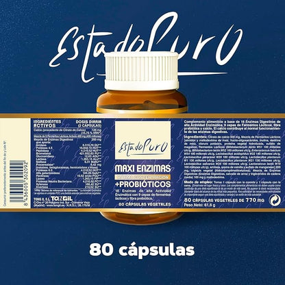 Maxi Enzimas con Probióticos, Tongil, 80 cápsulas vegetales