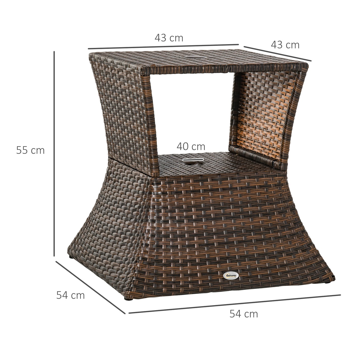 Outsunny Mesa De Centro Ratán Con Agujero De Sombrilla Para Terraza Patio_2