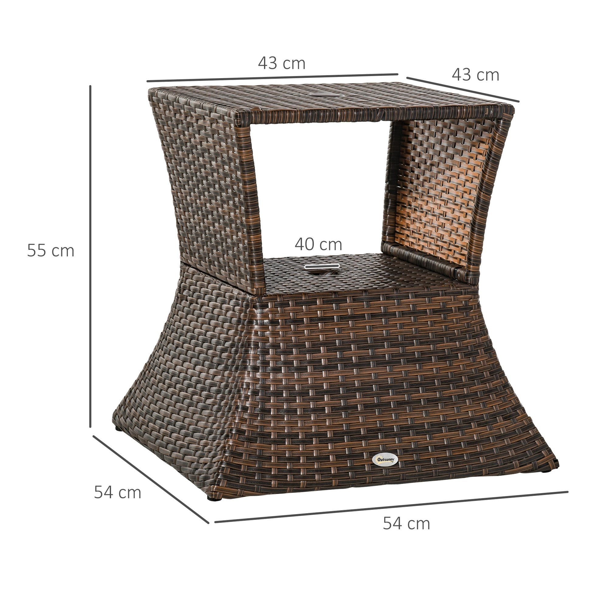 Outsunny Mesa De Centro Ratán Con Agujero De Sombrilla Para Terraza Patio_2