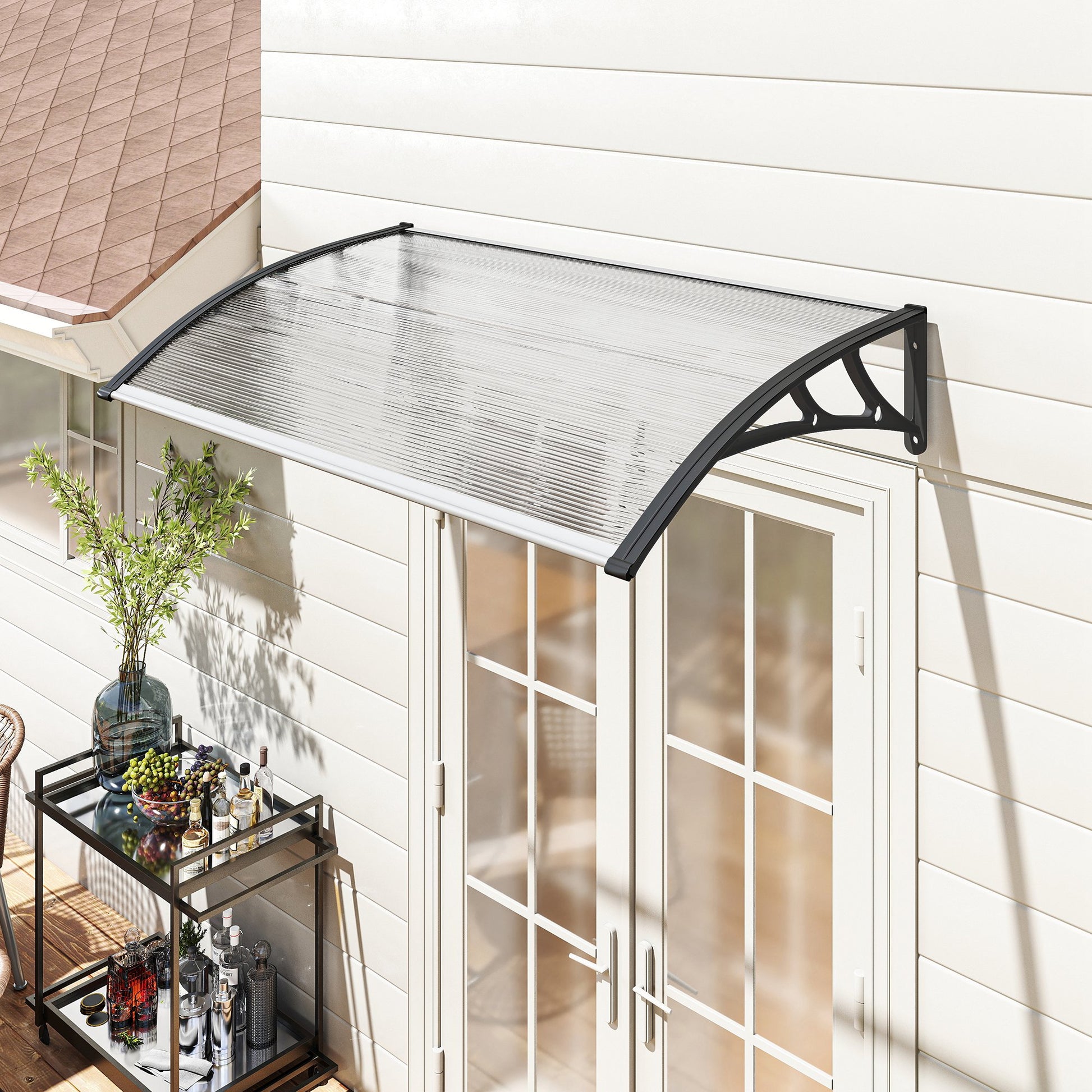 Outsunny Marquesina Para Puertas Y Ventanas 110x60 Cm Con Regleta De Aluminio_1