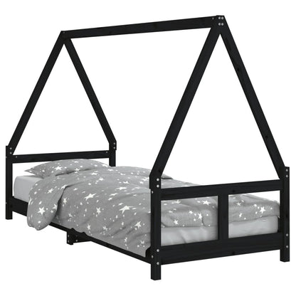 Vidaxl Estructura De Cama Para Niños Madera De Pino Negro 80x200 Cm_0