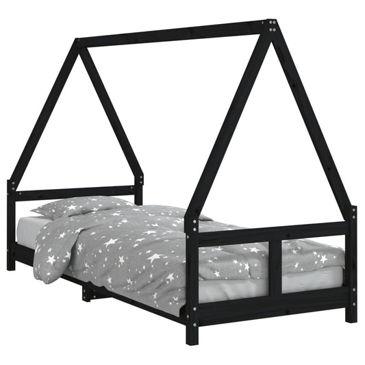 Vidaxl Estructura De Cama Para Niños Madera De Pino Negro 80x200 Cm_0