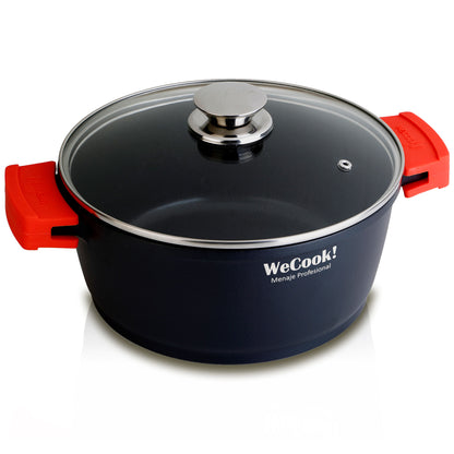 Batería Cocina Inducción 5 Piezas, Aluminio Sin Pfoa, Set Cazuelas Tapa + Sartenes, Asas Silicona Wecook Ecostone, Negro_1