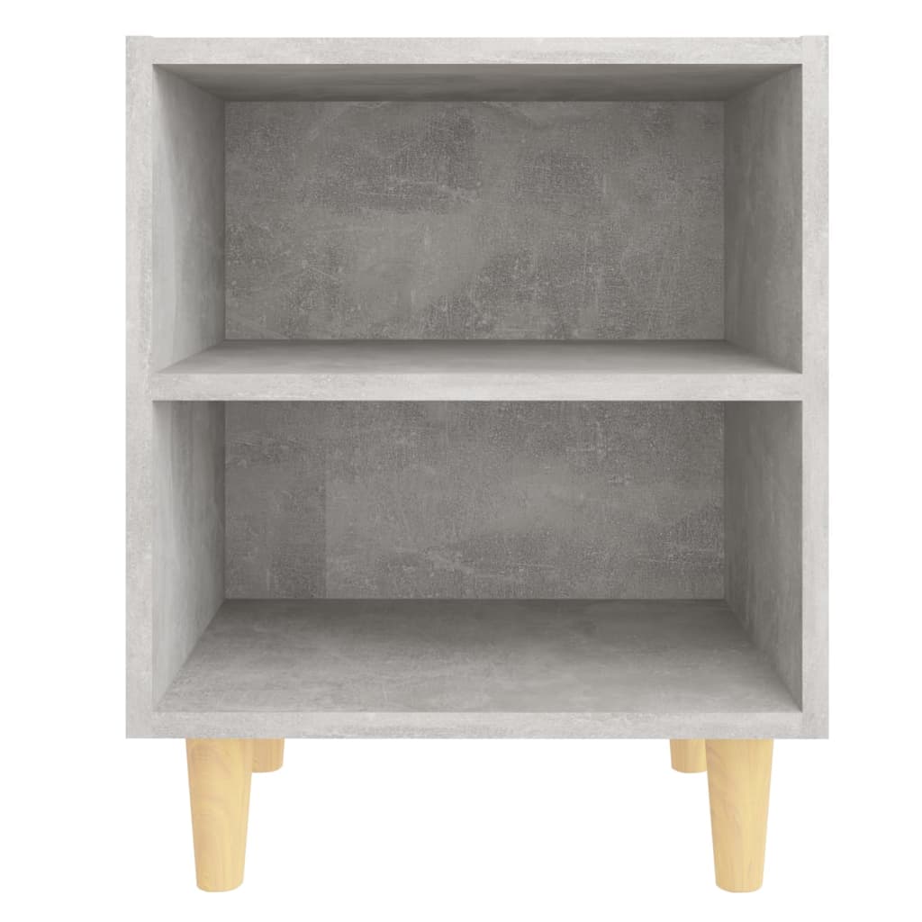 Mesitas De Noche 2 Uds Patas Madera Gris Hormigón 40x30x50 Cm_3