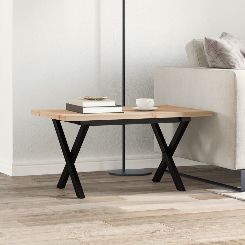 Mesa De Centro Marco X Madera Maciza Pino Y Acero 80x50x40,5 Cm_1