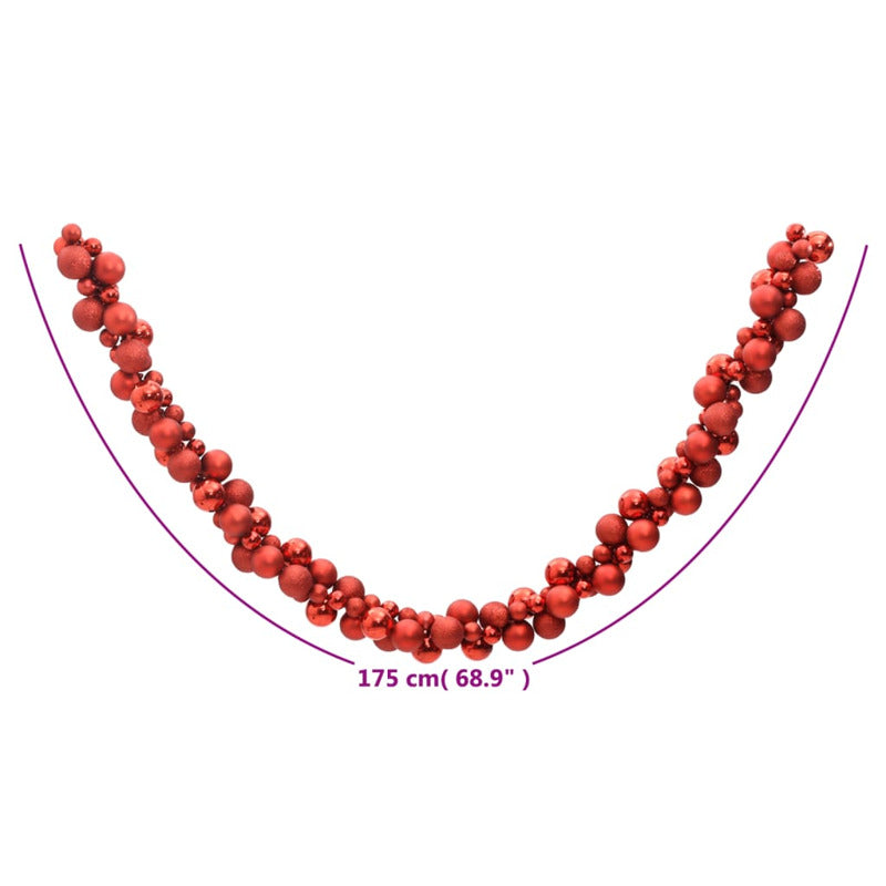 Vidaxl Corona De Bolas De Navidad Poliestireno Rojo 175 Cm_5