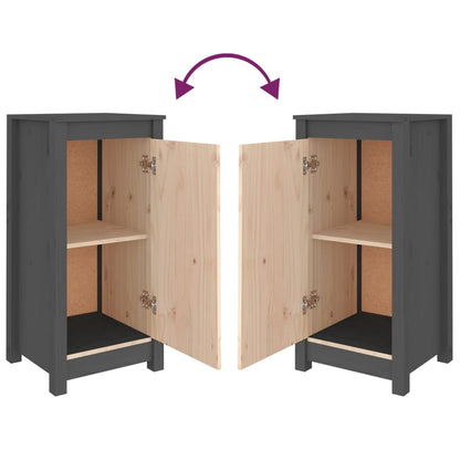 Aparador De Madera Maciza De Pino Gris 39x35x80 Cm / Vetonek_0