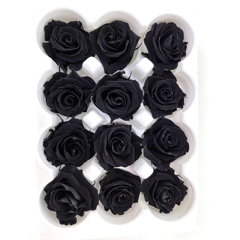 Mundo Eterno Rosas Preservadas Negras 12 Unidades 4cm_0