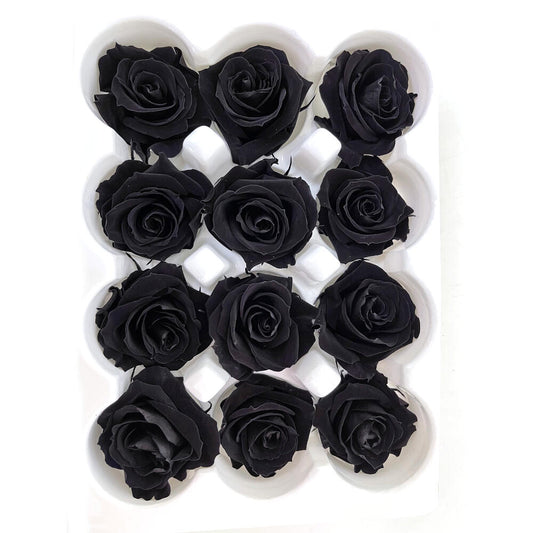 Mundo Eterno Rosas Preservadas Negras 12 Unidades 4cm_0