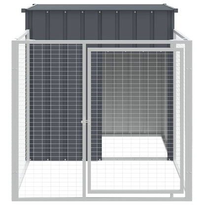 Caseta Perros Con Corral Acero Galvanizado Gris 110x201x110 Cm_2