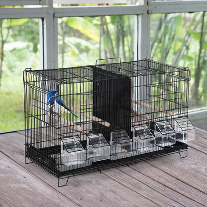 Pawhut Jaula Para Pájaros Con Divisor Ganchos Perchas Y Bandeja Extraíble Negro_1