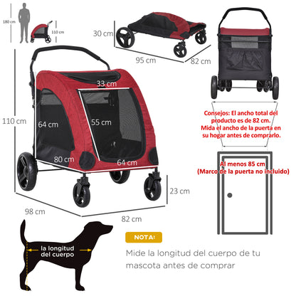 Pawhut Cochecito Para Mascotas Buena Ventilación Cojín Extraíble 98x82x110 Cm_2