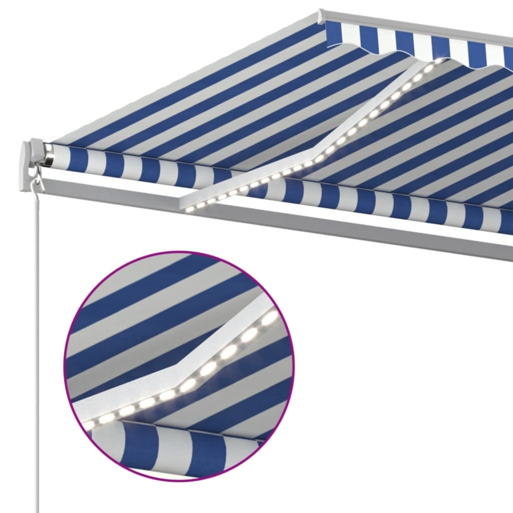 Toldo Retráctil Manual Con Led Azul Y Blanco 400x300 Cm_3