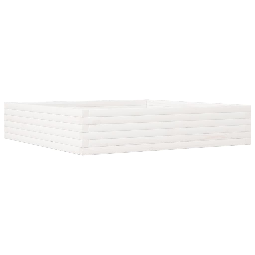 Jardinera De Madera Maciza De Pino Blanca 110x110x23 Cm_0