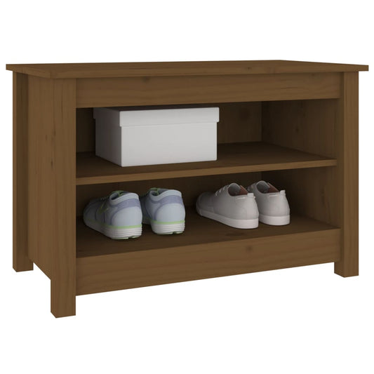 Banco Zapatero Madera Maciza De Pino Marrón Miel 70x38x45,5cm / Vetonek_0