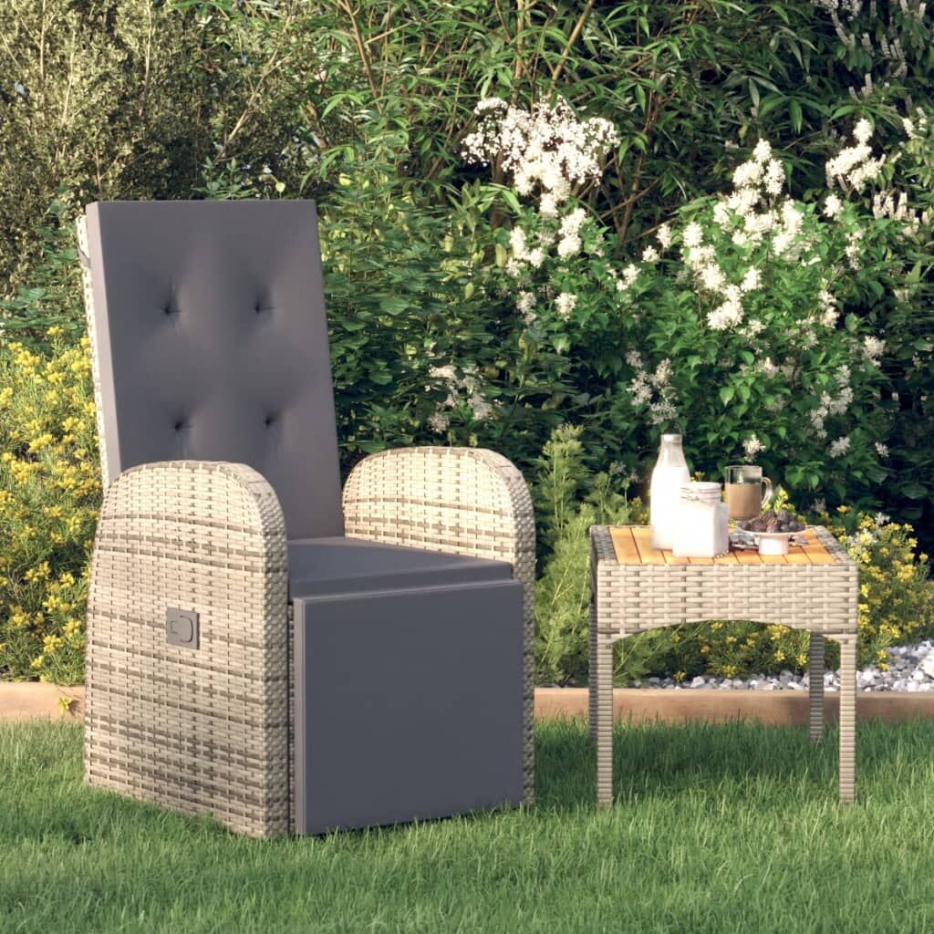 Vidaxl Sillón Reclinable De Jardín Con Cojín Ratán Sintético Gris_1
