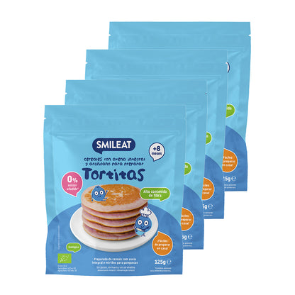 Pack 4x Mix Tortitas Avena integral y arándanos ECO, Smileat, 125 g