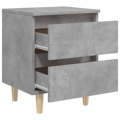 Mesita De Noche Con Patas Madera Pino Gris Hormigón 40x35x50 Cm_3