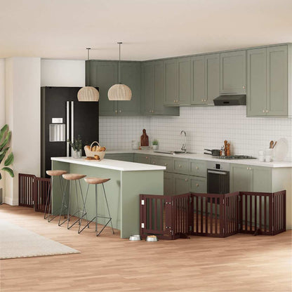 Vidaxl Puerta De Perros Plegable 9 Paneles Madera Álamo Marrón 450 Cm_1