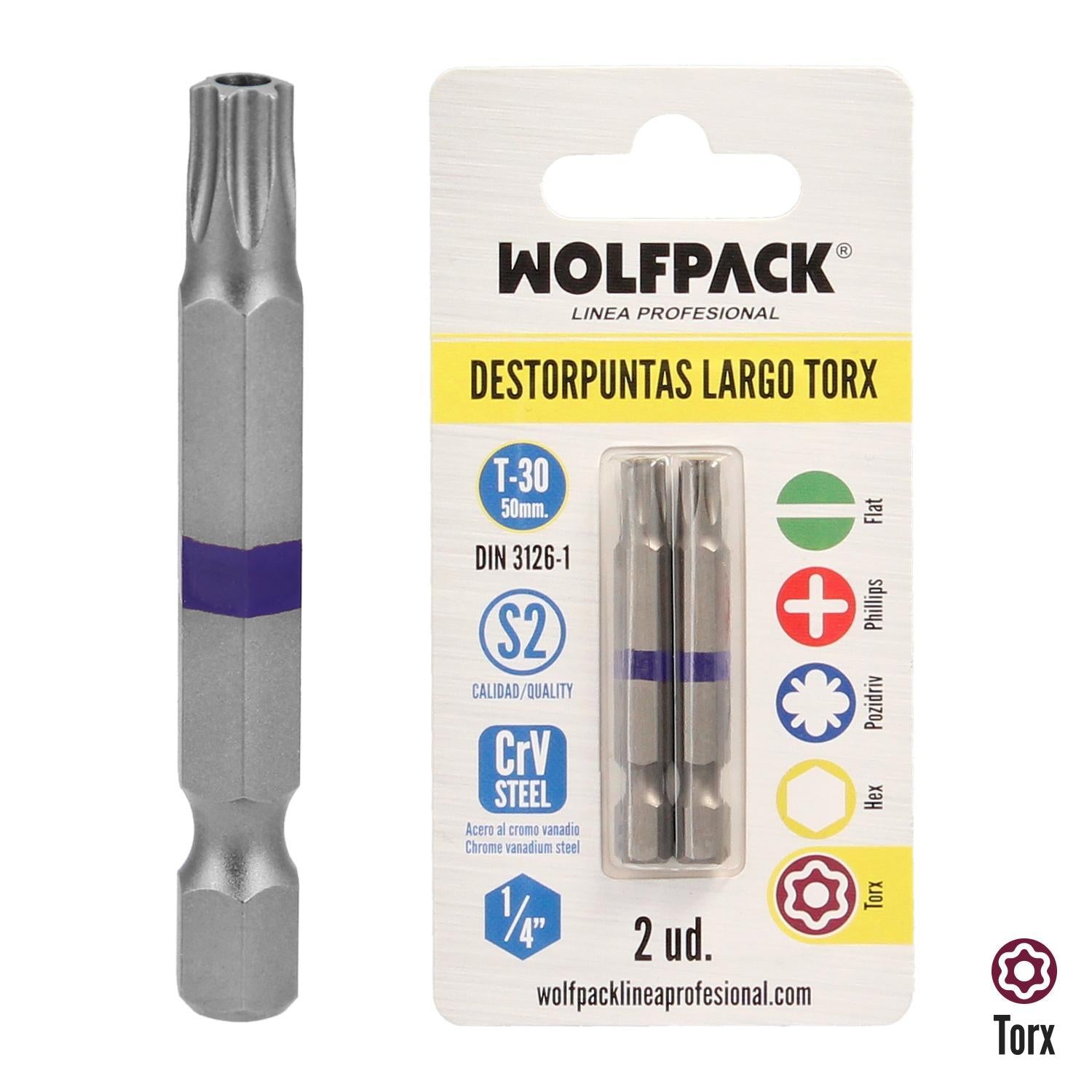 Puntas Largas Destornillador Torx T30 (2 Piezas). Acero S2 Al Cromo Vanadio. Puntas Hexagonales, Destorpuntas,_0