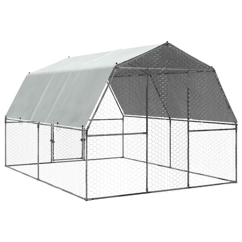 Vidaxl Gallinero Con Techo Y Puerta Acero Galvanizado Plateado_5