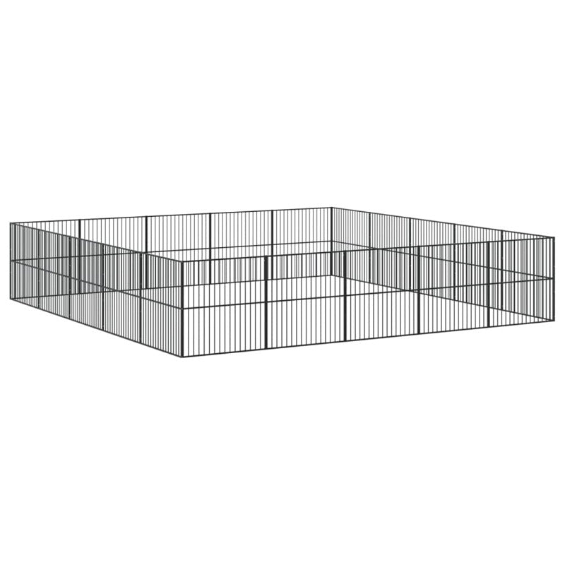 Vidaxl Corralito Para Perros Con 20 Paneles Acero Galvanizado Negro_5