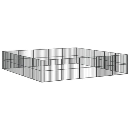 Vidaxl Corralito Para Perros Con 20 Paneles Acero Galvanizado Negro_5