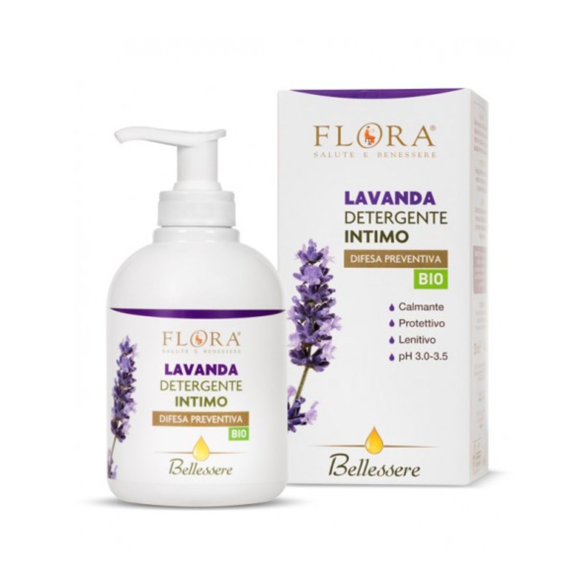 FLORA Gel íntimo de Lavanda. Calma, protege y suaviza. 250 ml