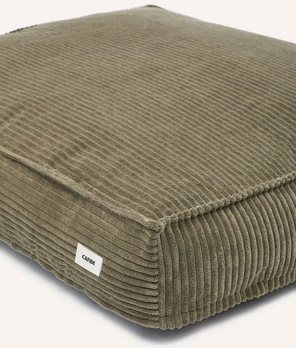 Cafide Cama De Material Reciclado Para Perro Con Tejido De Pana Verde. Modelo Cuadra.