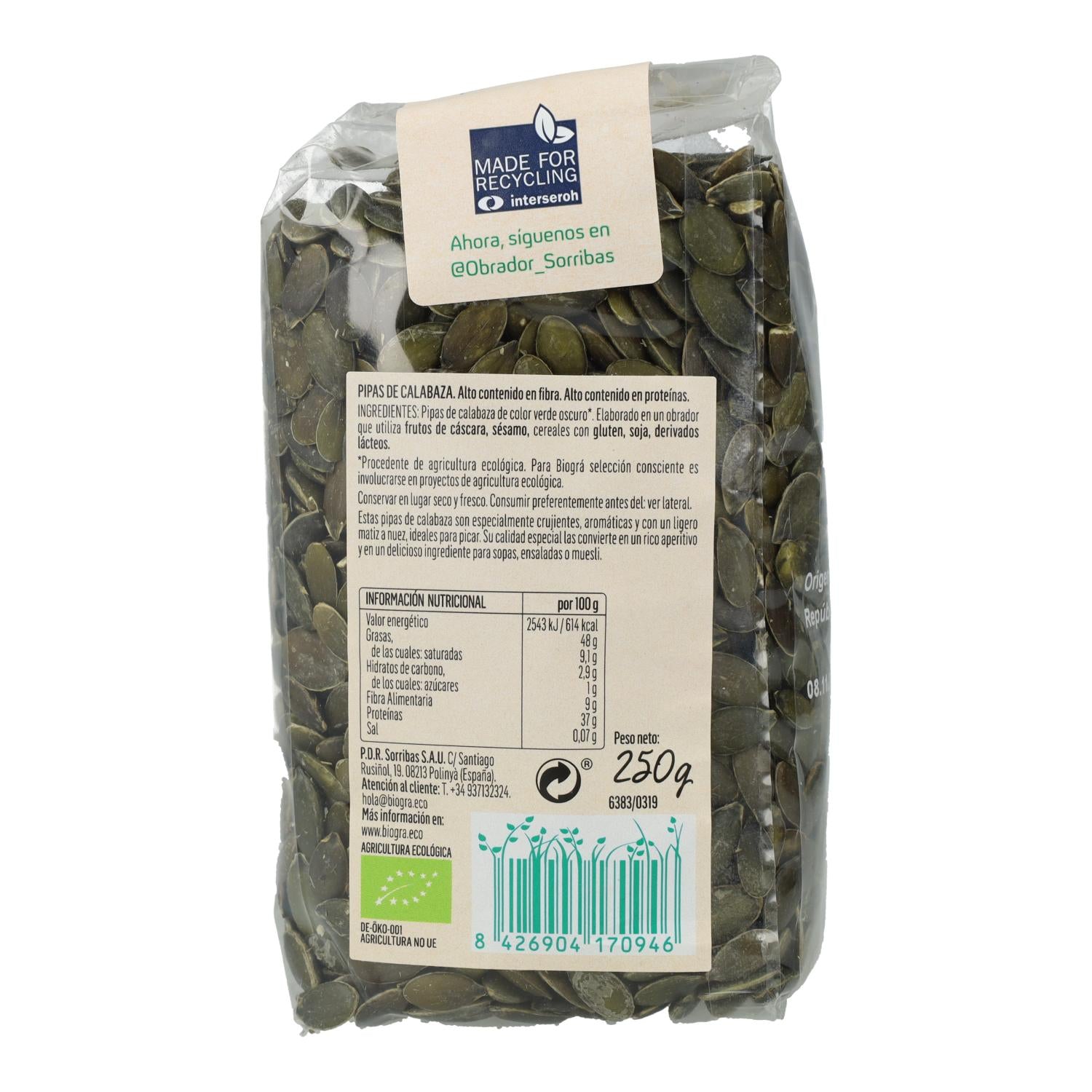 Pipas de Calabaza Ecológico Biográ 500 g