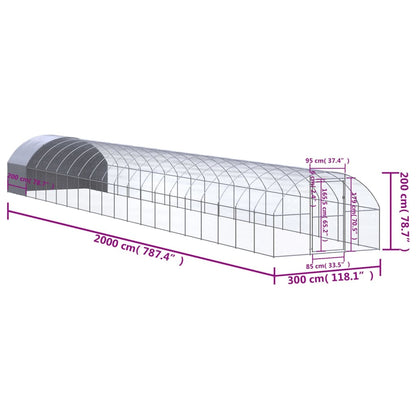 Vidaxl Gallinero De Exterior De Acero Galvanizado 3x20x2 M_2