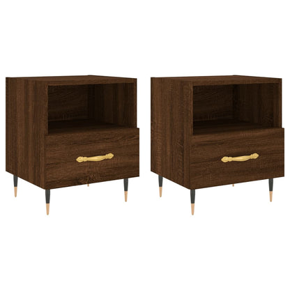 Mesita Noche 2 Uds Madera Ingeniería Marrón Roble 40x35x47,5 Cm_0
