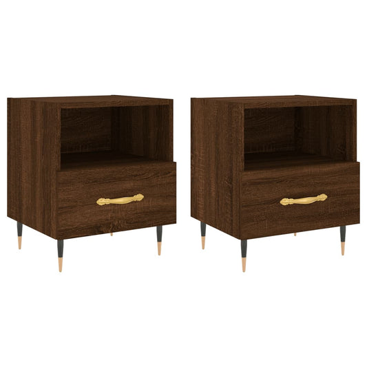 Mesita Noche 2 Uds Madera Ingeniería Marrón Roble 40x35x47,5 Cm_0