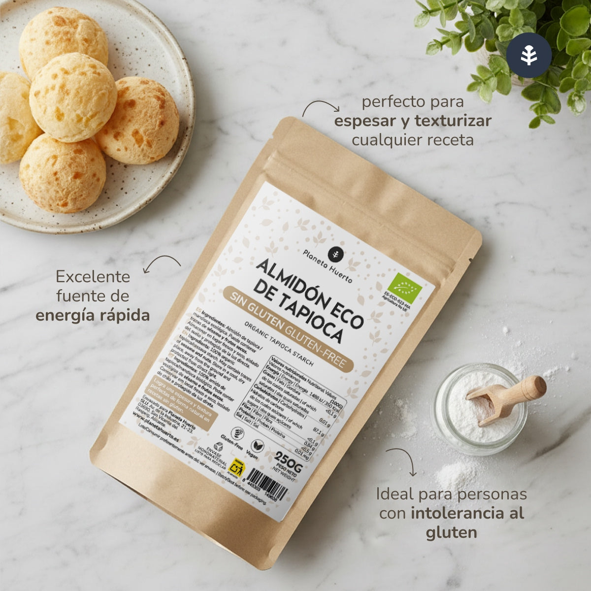 Almidón de tapioca Sin Gluten ECO Planeta Huerto 250 g
