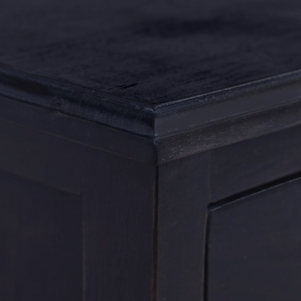 Mesita De Noche Madera Maciza De Caoba Color Café Negro Claro_4