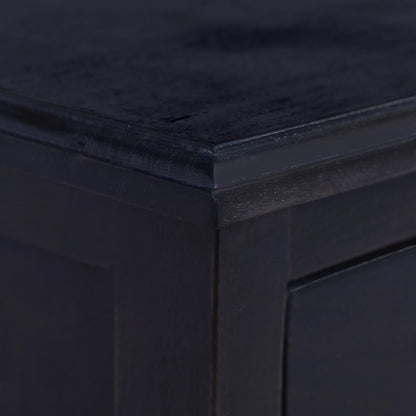 Mesita De Noche Madera Maciza De Caoba Color Café Negro Claro_4