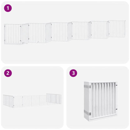 Vidaxl Puerta De Perros Plegable 12 Paneles Madera Álamo Blanca 960 Cm_3