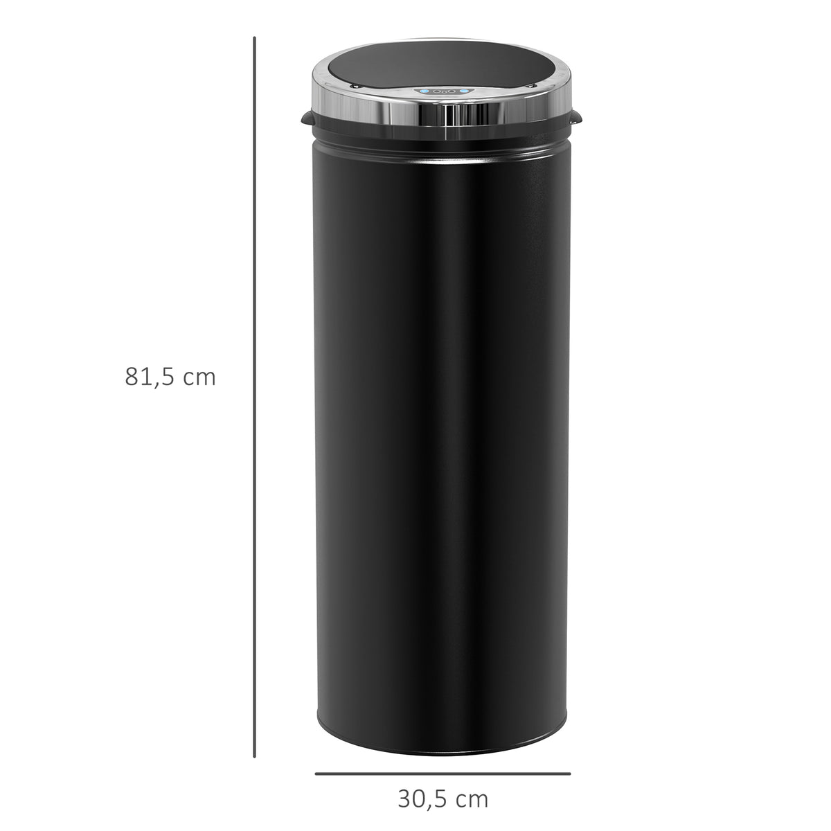 Balde De Lixo Automático Homcom Aço Inoxidável Preto 30,5x30,5x81,5 Cm_2